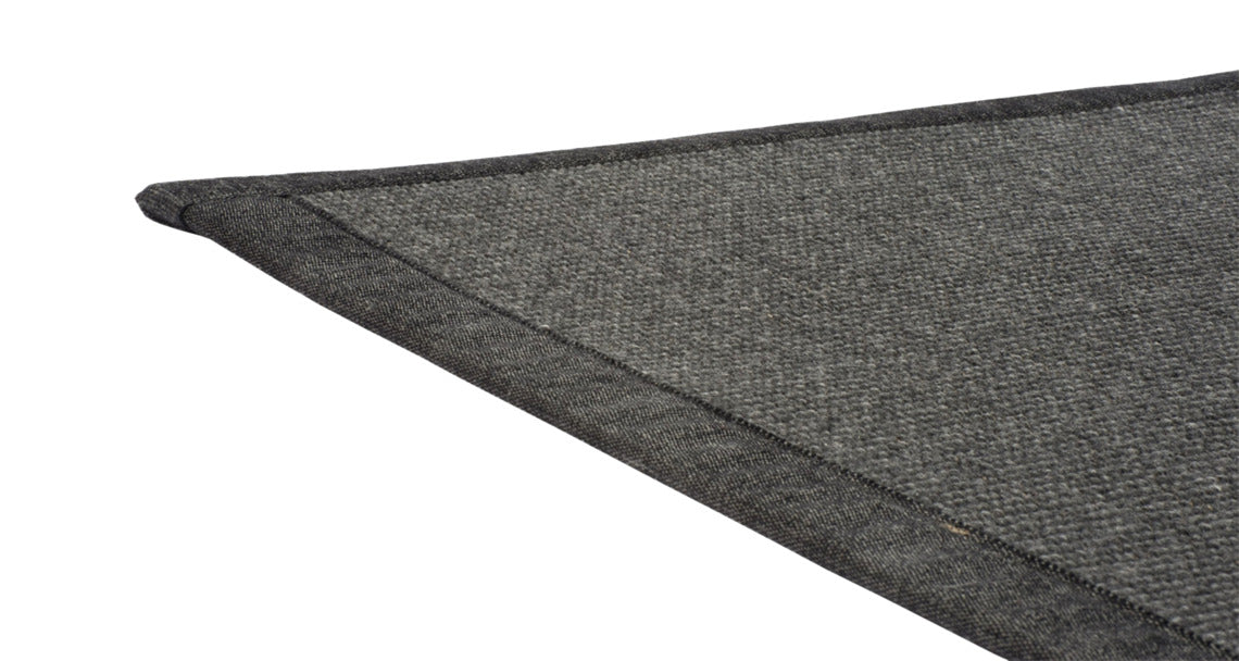 Lähikuva mustasta Esmeralda villa-paperimatosta.