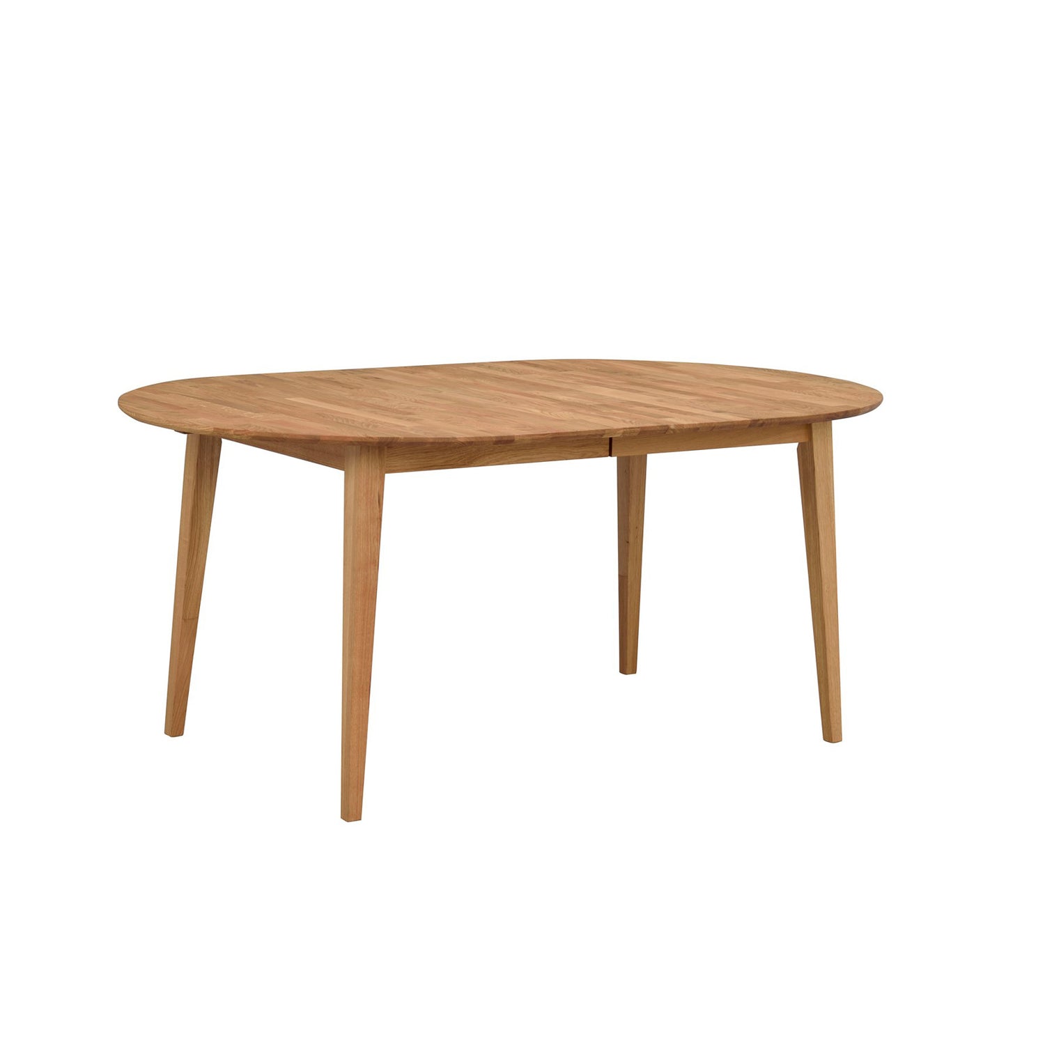 Ovaalin muotoinen jatkettava Filippa-ruokapöytä 170 x 105 cm tammen värisenä.