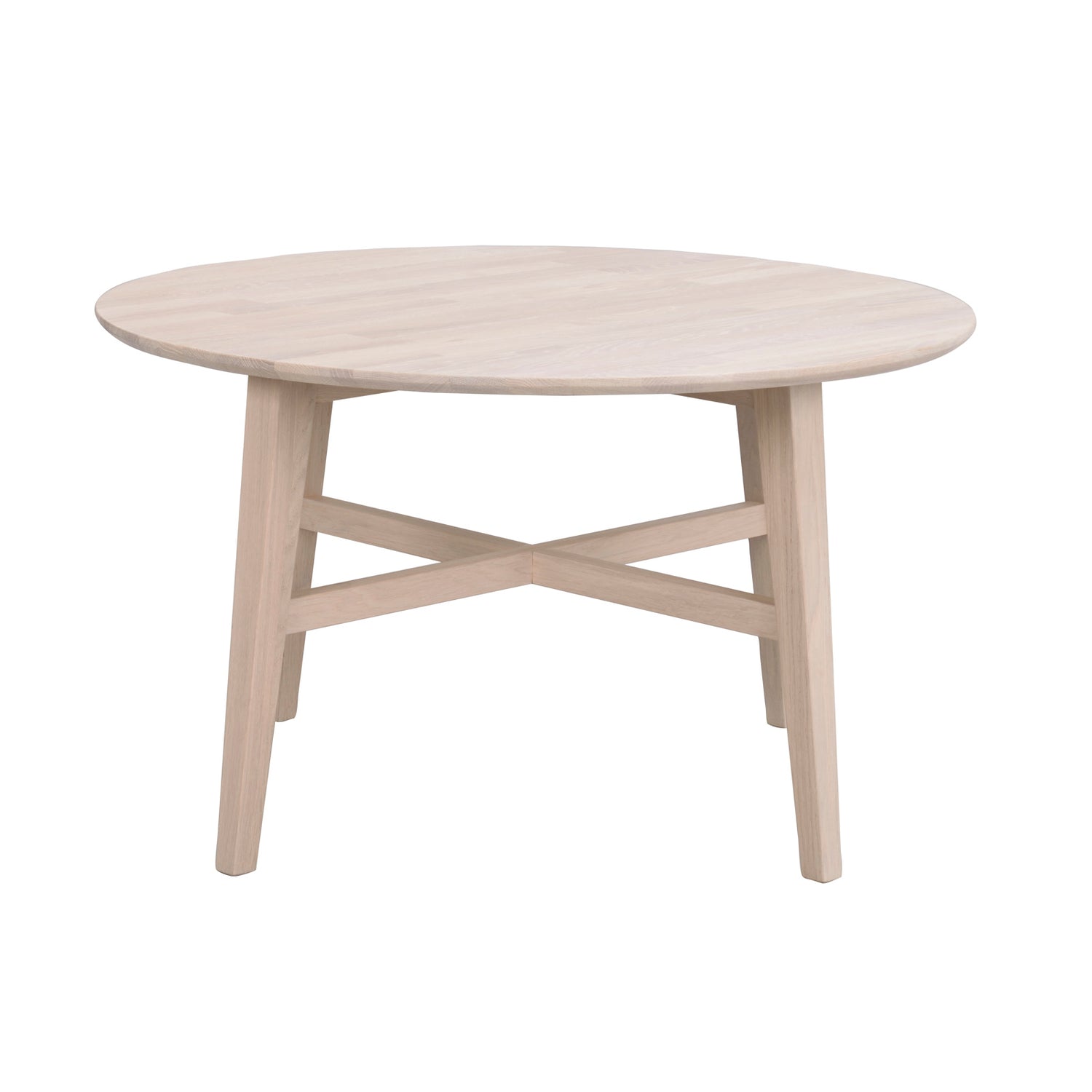 Valkokuultoinen pyöreä Filippa-sohvapöytä on halkaisijaltaan 55 cm.