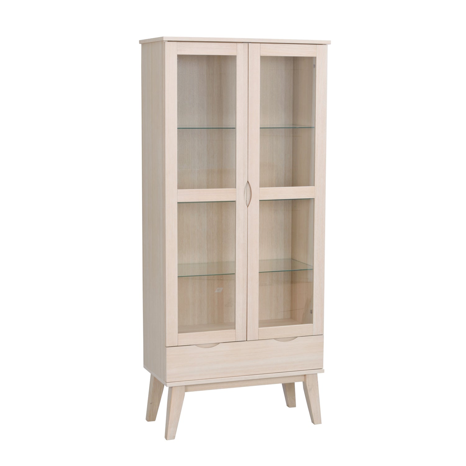 Filippa-vitriini valkotammenvärisenä.