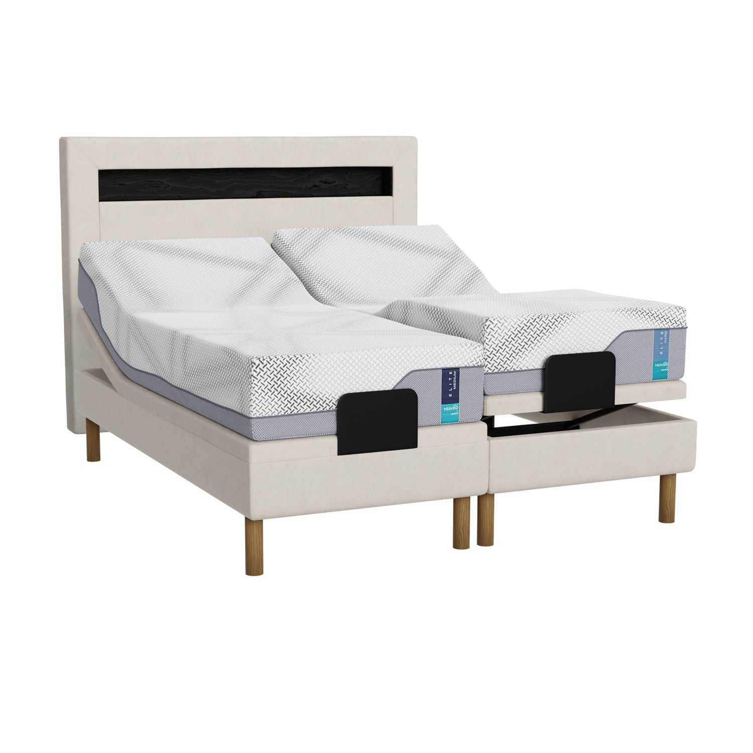 Heaven By Unico Diamond-sängynpääty täydentää vuodekokonaisuuden ja viimeistelee makuuhuoneen sisustuksen. Kuvassa Elite -moottorisänkypaketti on viimeistelty erikseen myytävällä Diamond-sängynpäädyllä.