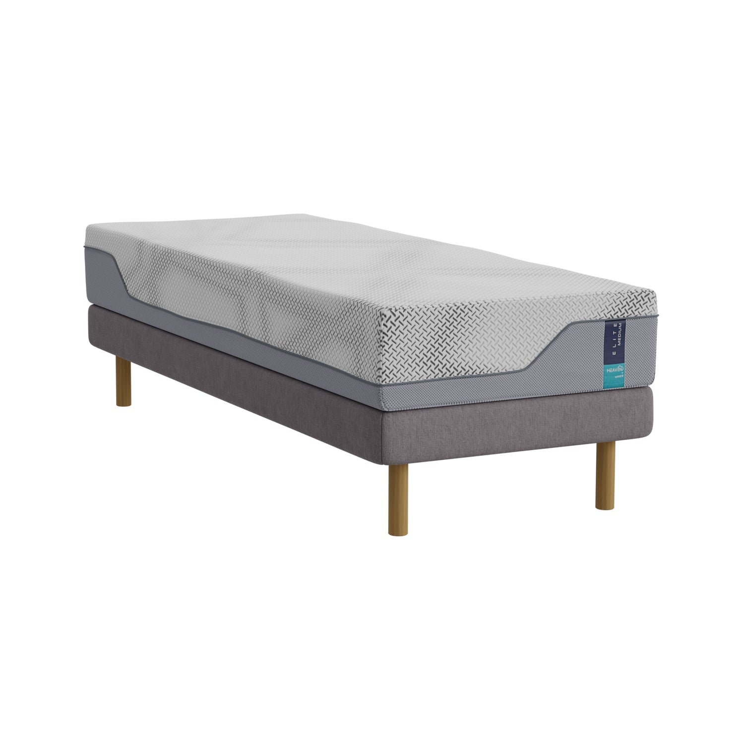 Heaven By Unico Elite -runkopatjapaketti 80 x 200 cm harmaalla Lounge-rungolla ja 23 cm korkeilla pyöreillä tammijaloilla.