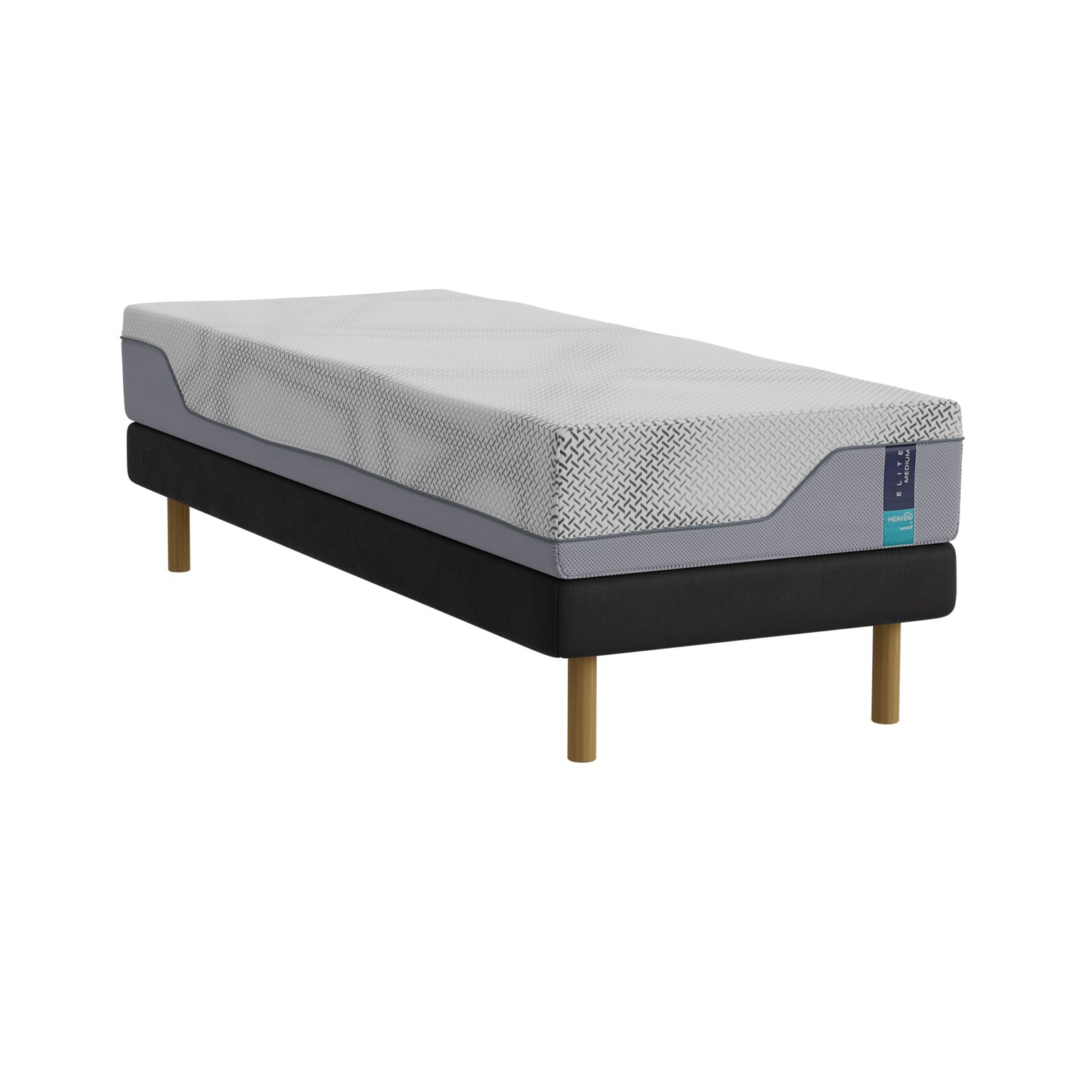 Heaven By Unico Elite -runkopatjapaketti 90 x 200 cm mustalla Lounge-rungolla ja 23 cm korkeilla pyöreillä tammijaloilla.