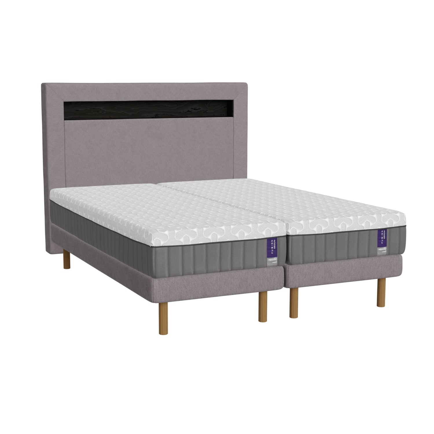 Heaven By Unico Diamond-sängynpääty täydentää vuodekokonaisuuden ja viimeistelee makuuhuoneen sisustuksen. Kuvassa Fusion-runkopatjapaketti on viimeistelty erikseen myytävällä Diamond-sängynpäädyllä.