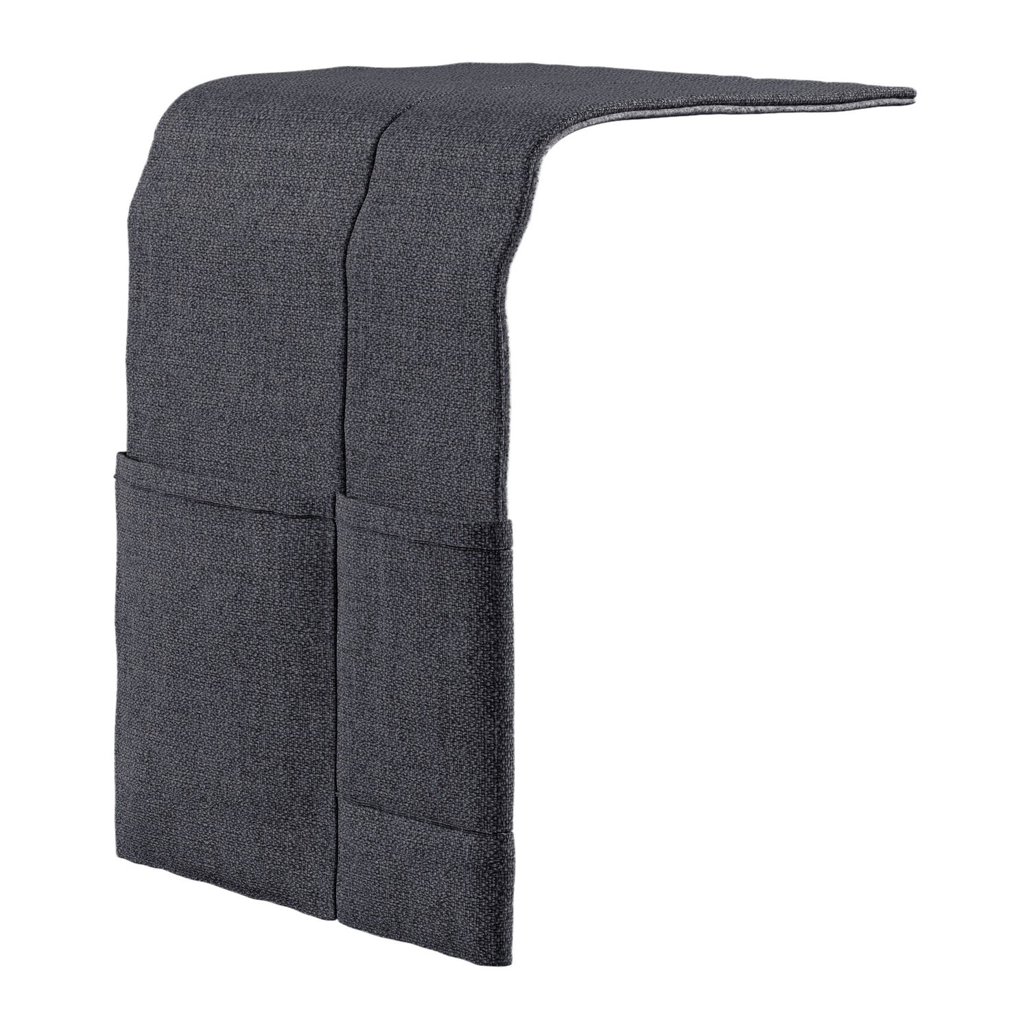 Hilding -tarviketasku antrasiitinvärisenä. Tarviketaskuun voi laittaa esimerkiksi moottorisängyn kaukosäätimen tai matkapuhelimen.