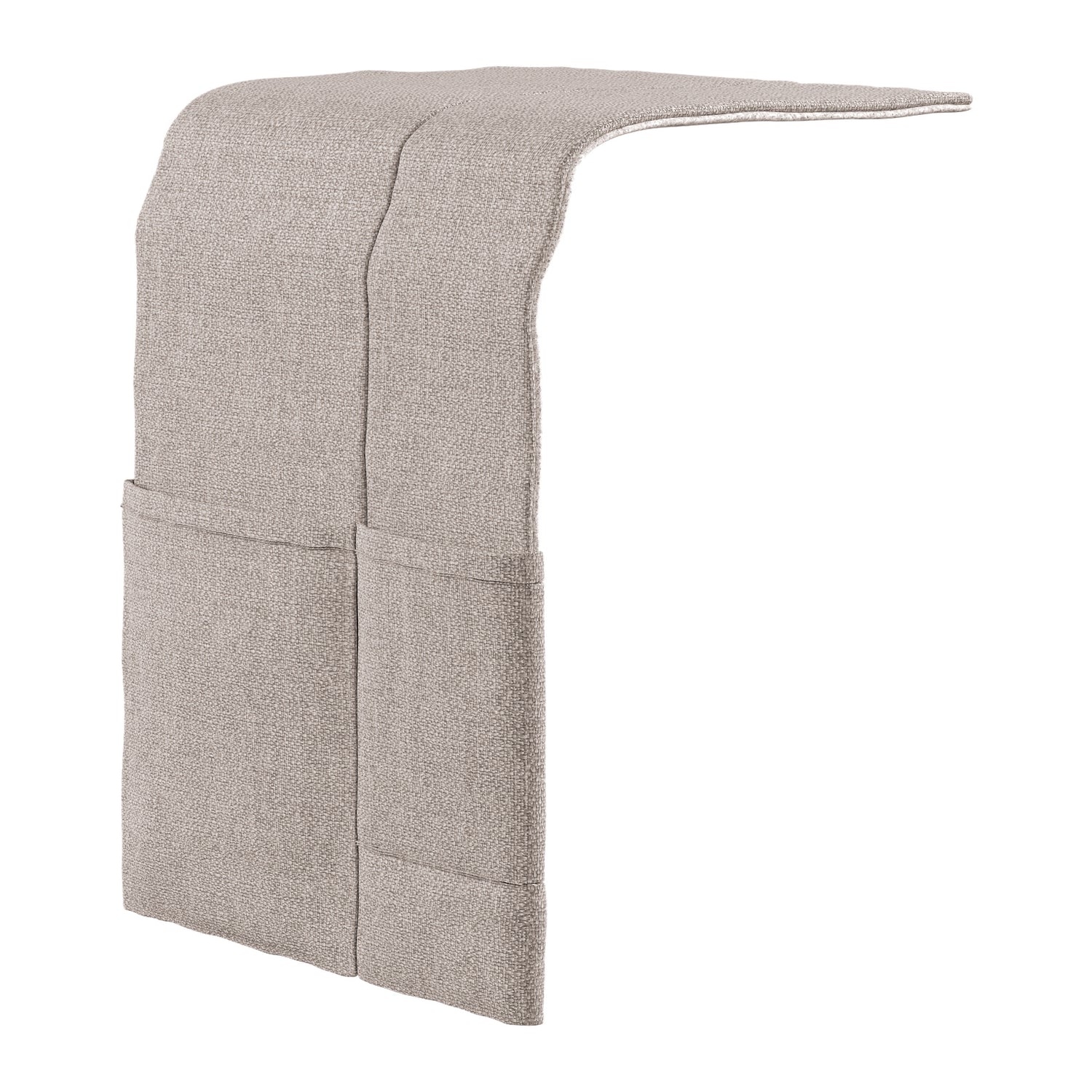 Hilding -tarviketasku beigenvärisenä. Tarviketaskuun voi laittaa esimerkiksi moottorisängyn kaukosäätimen tai matkapuhelimen.