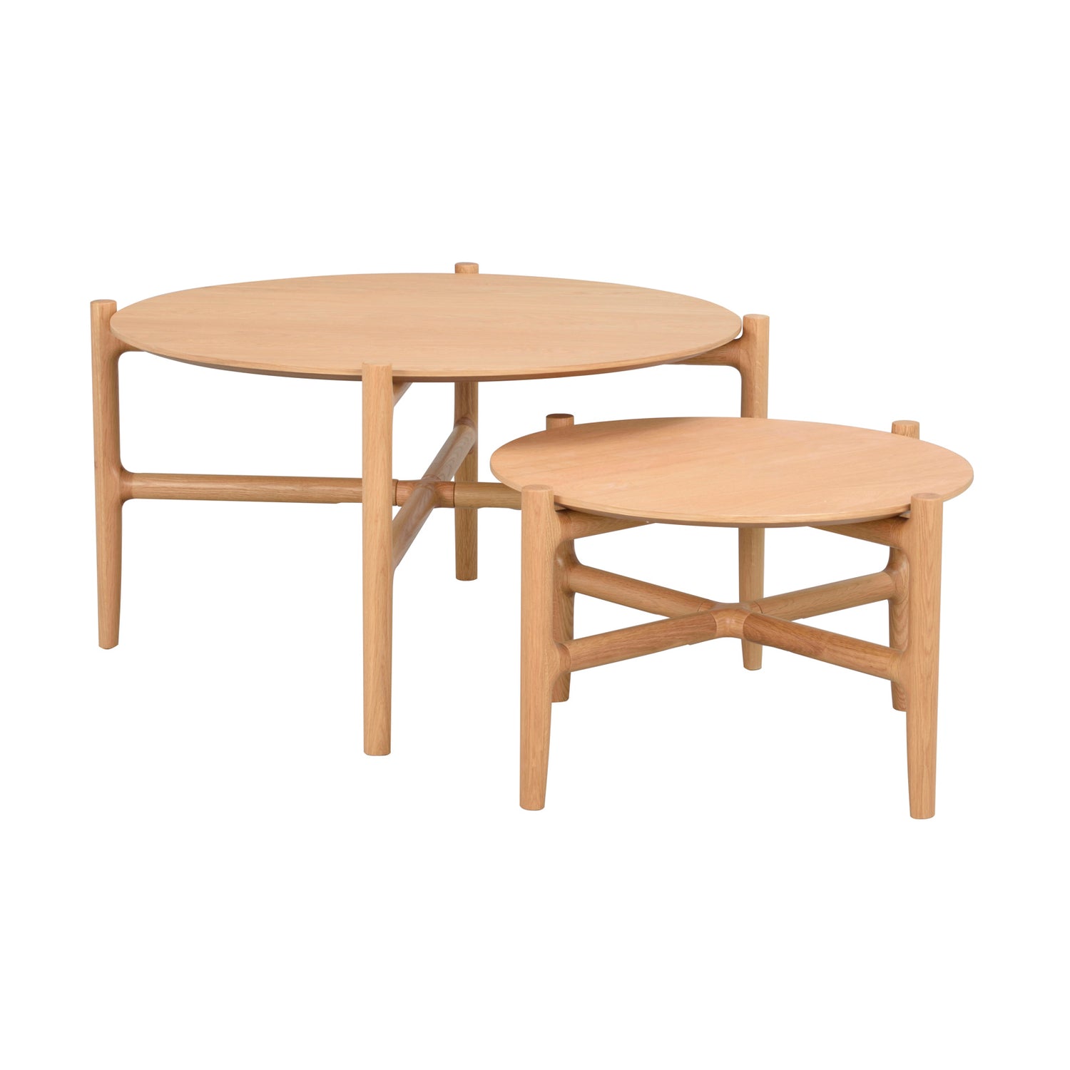 Holton-sohvapöydästä saat kaksiosaisen sarjapöydän yhdistämällä sen pienemmän 55 cm pyöreän sohvapöydän kanssa.