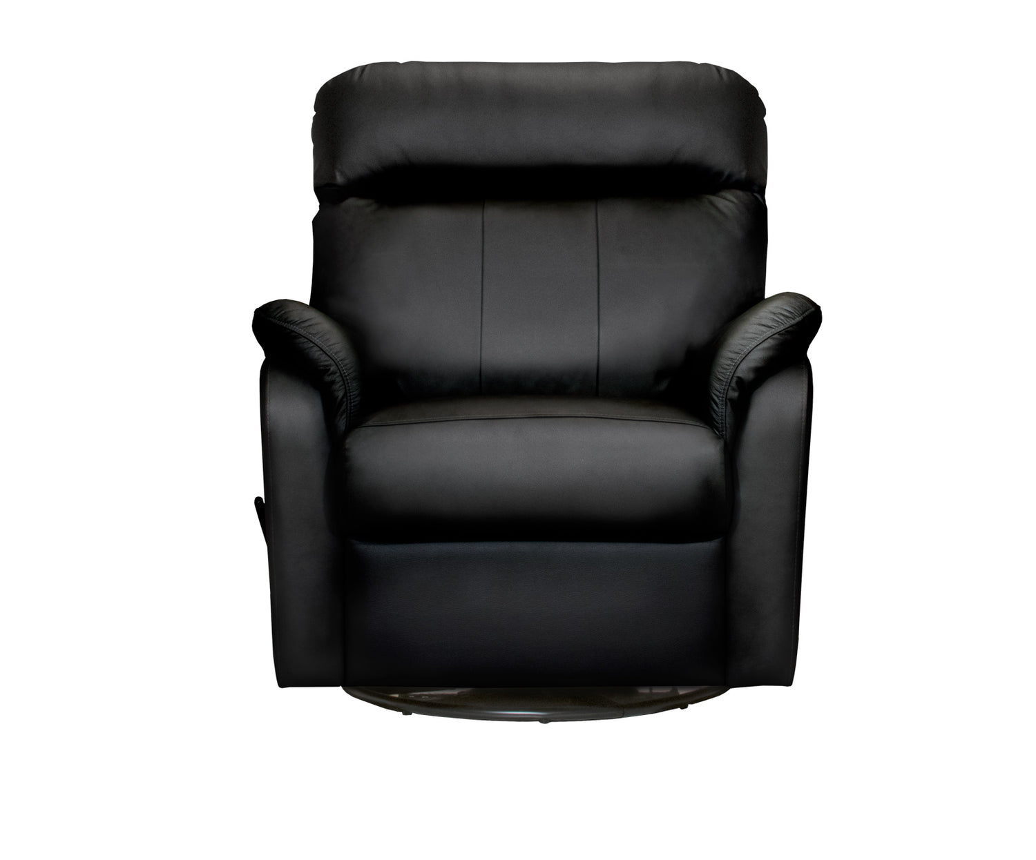 Isabella-mekanismituoli mustalla Merone 3002 -nahkaverhoilulla. Recliner-tuolissa on kahvakäyttöinen kääntömekanismi.