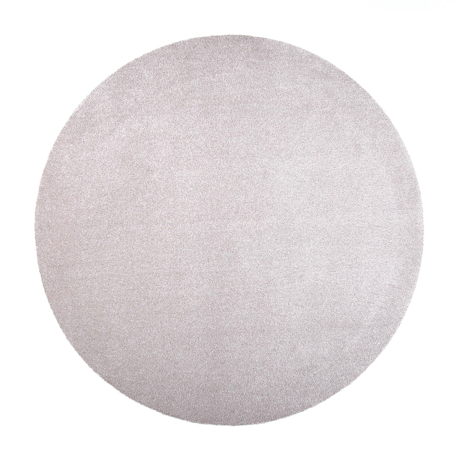 Pyöreä tiheänukkainen Kide-matto beigen värisenä.