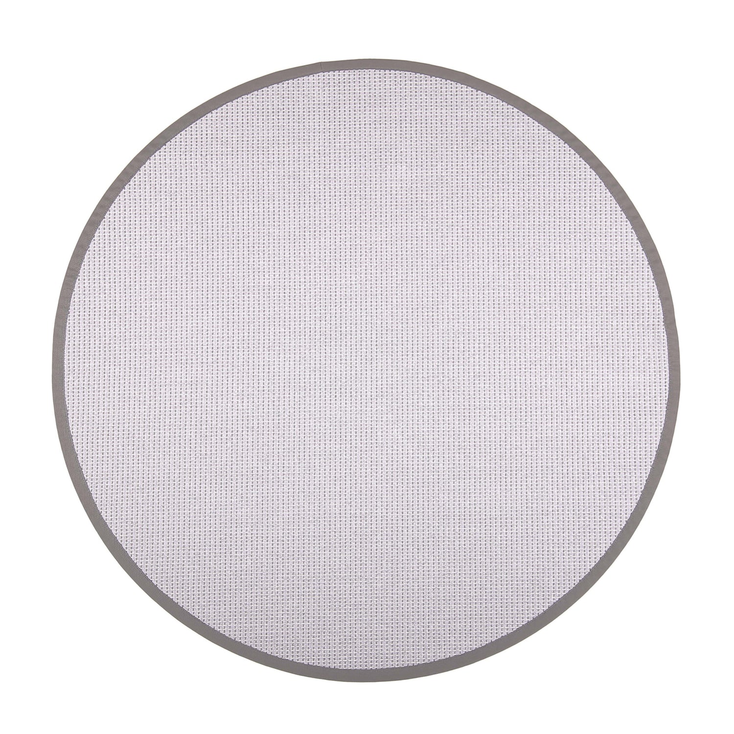 Eleganssi vaaleanharmaa pyöreä Lyyra2-puuvillapaperinarumatto valkoisella paperinarulla.