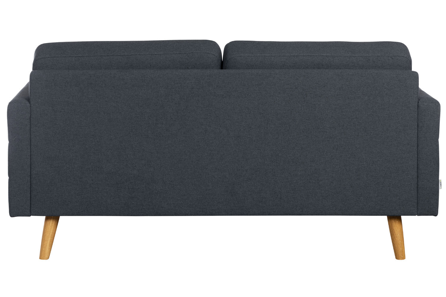 Tummansininen Nauvo 2-istuttava sohva luonnonvärisillä puujaloilla.
