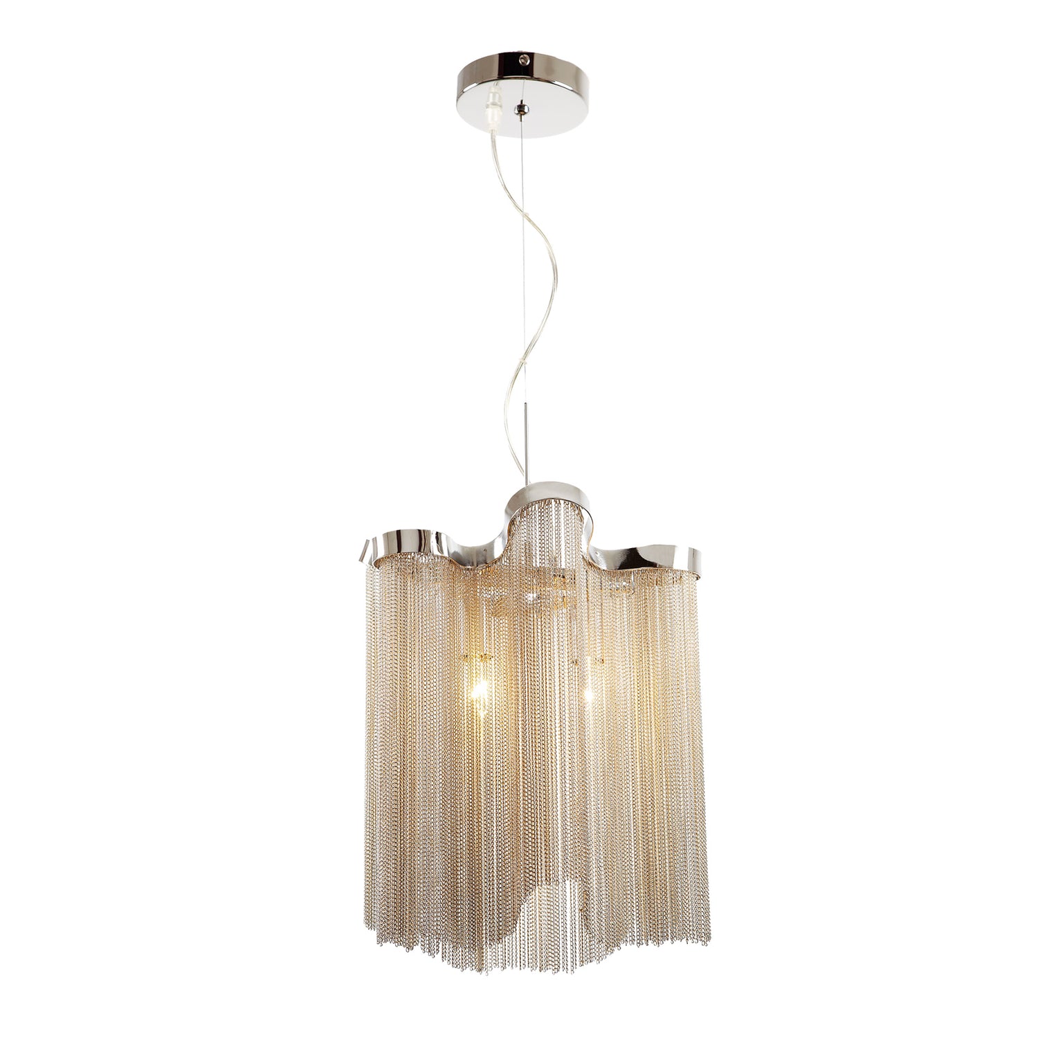 Niagara-kattovalaisin muodostuu kiehtovista hopeisista ketjuista, jotka valuvat putouksen lailla varjostimeksi.