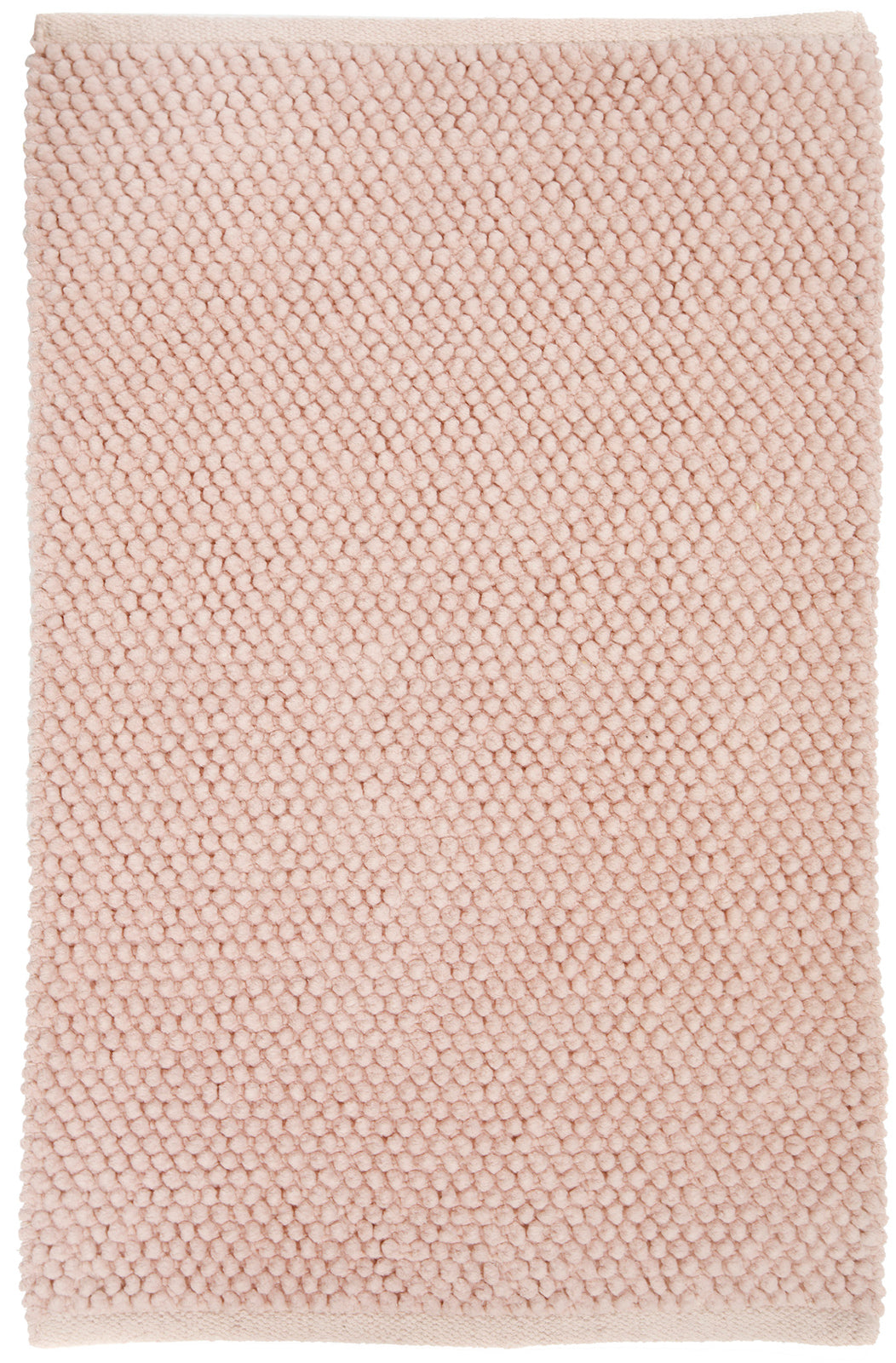 Pampulapintainen Olivia-puuvillamatto roosanvärisenä. Imukykyinen matto liukumattomalla pohjalla sopii kodin kylpyhuone- ja wc-tiloihin.