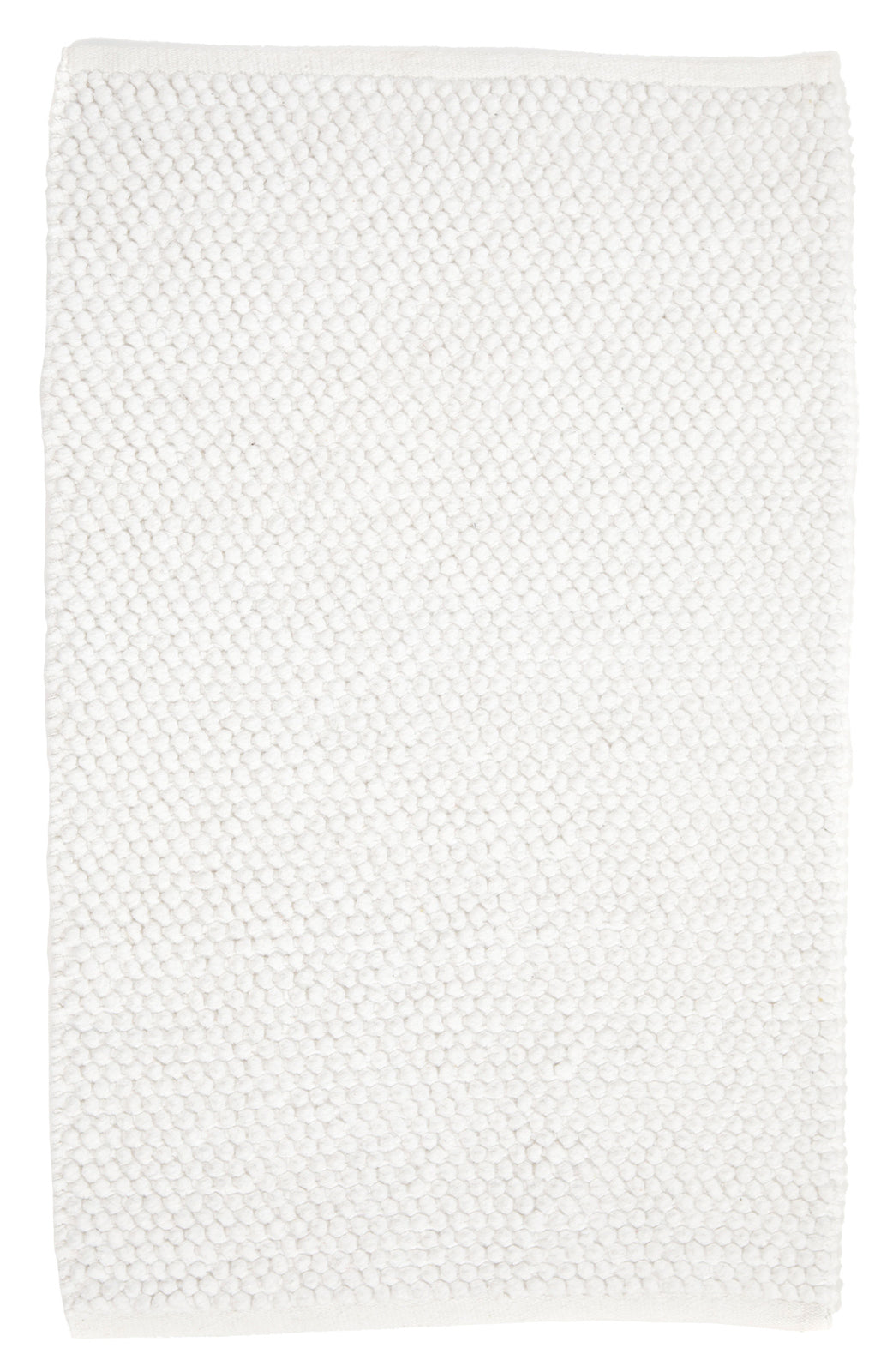 Pampulapintainen Olivia-puuvillamatto valkoisena. Imukykyinen matto liukumattomalla pohjalla sopii kodin kylpyhuone- ja wc-tiloihin.