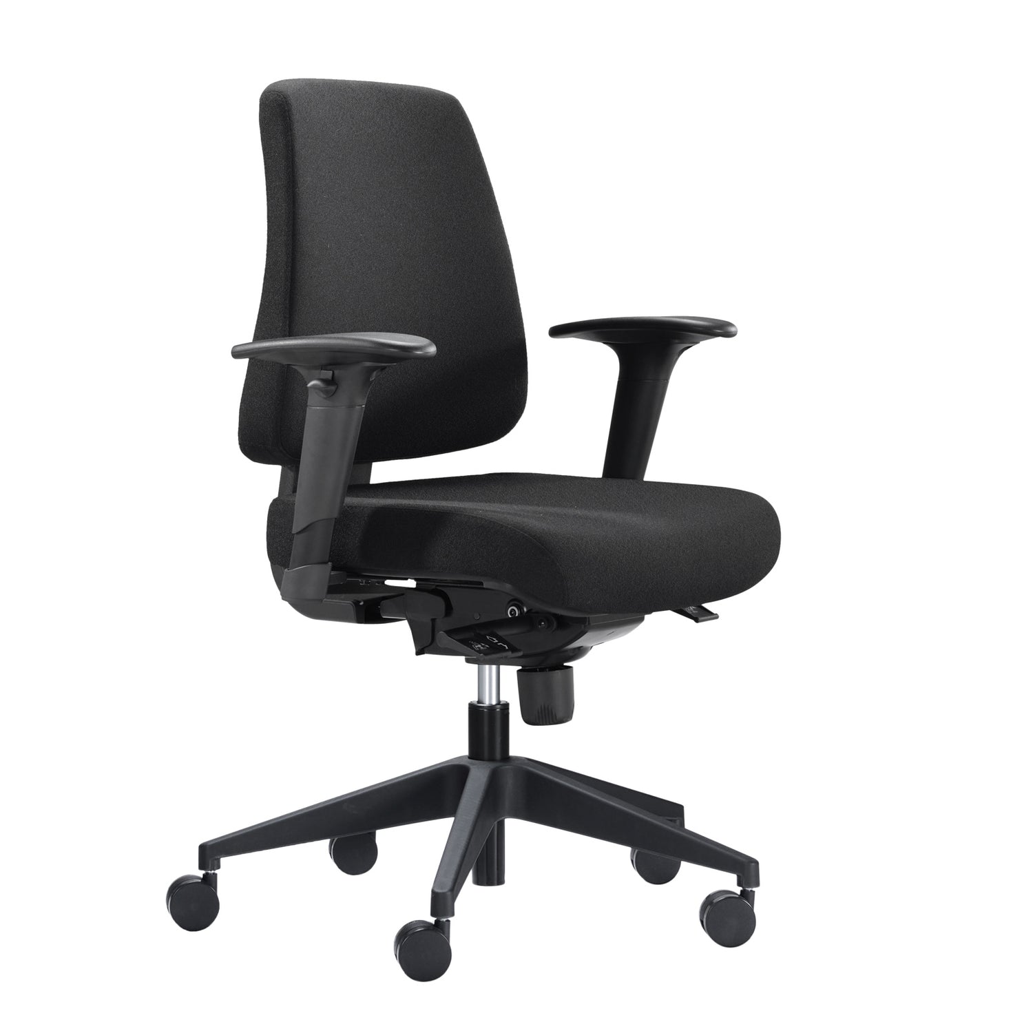 Oscar 5 -työtuoli mustalla kangasverhoilulla.