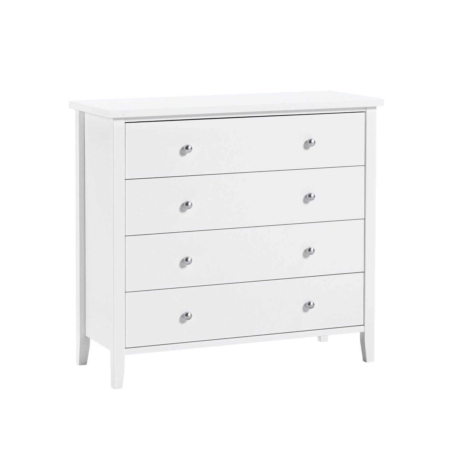 Kokovalkoinen Saara-sarjan 4-laatikkoinen leveä lipasto.