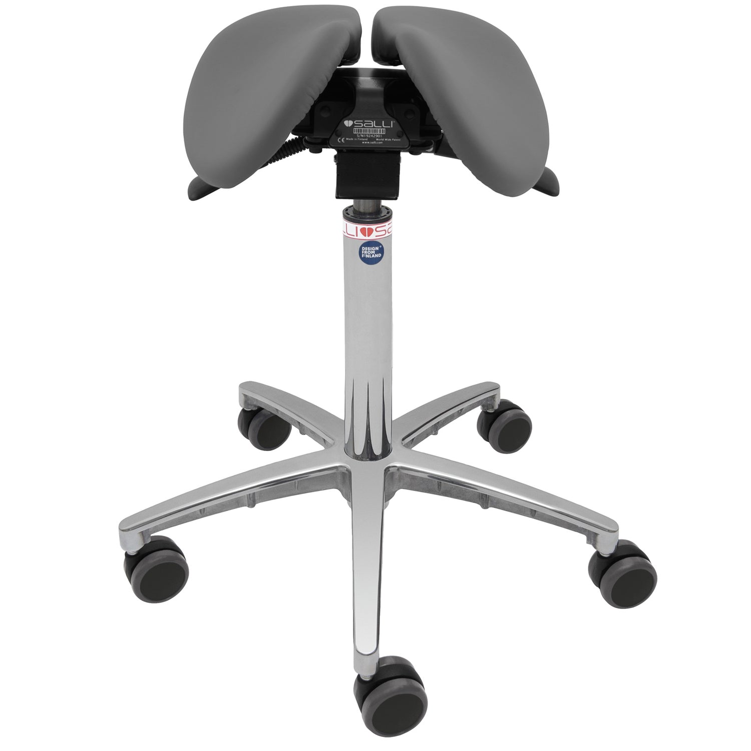 Nahkaverhoiltu Salli Small MultiAdjuster -satulatuoli, harmaa.