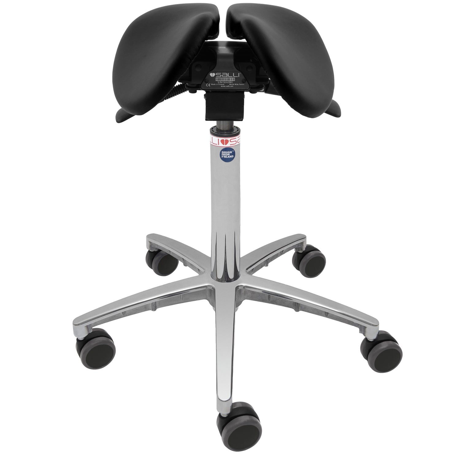 Nahkaverhoiltu Salli Small MultiAdjuster -satulatuoli, musta.