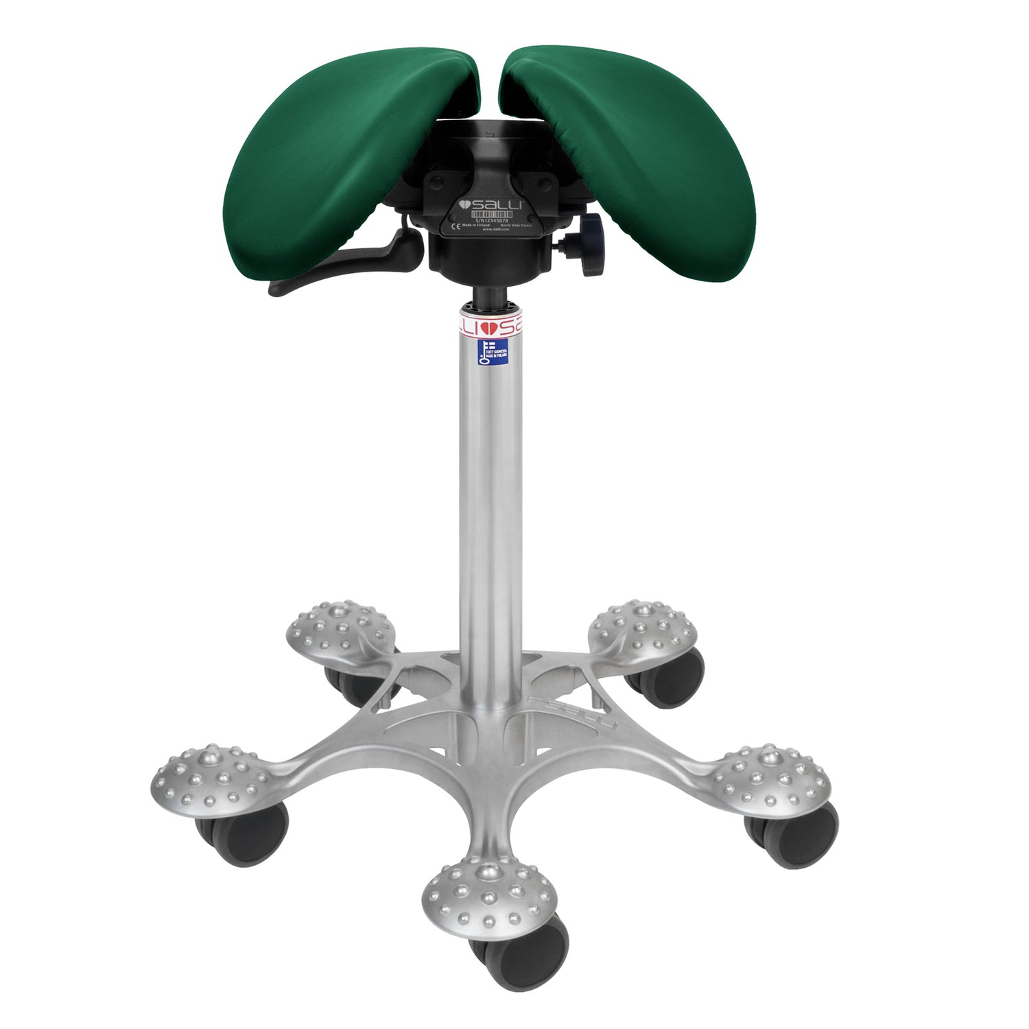 Nahkaverhoiltu Salli SwingFit -satulatuoli, vihreä.