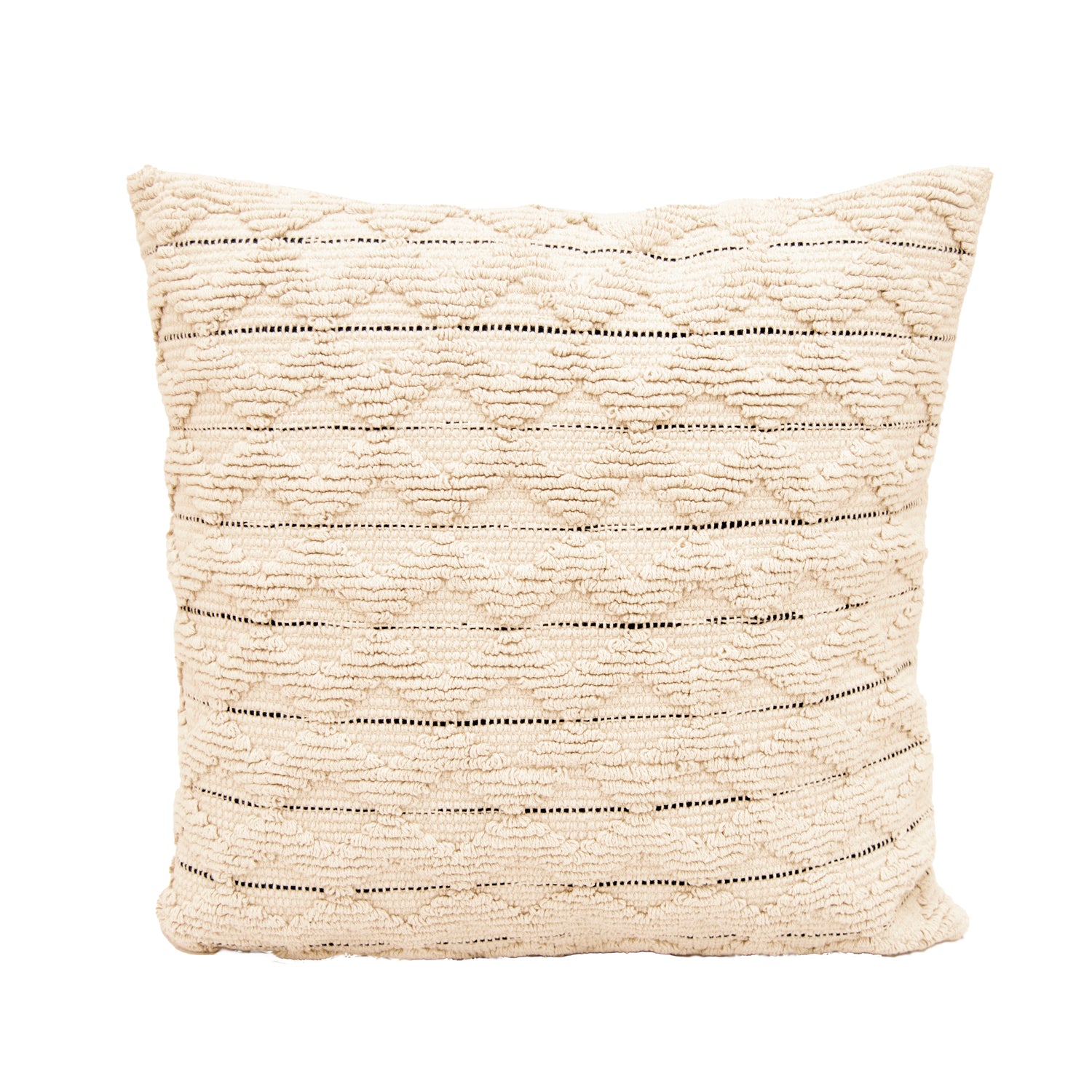 Pellavan värinen Sävel-tyyny siksak-kuviolla.