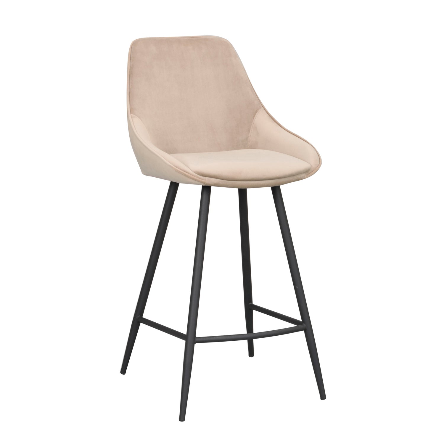 Sierra-baarituoli beigenvärisellä samettimaisella kangasverhoilulla.