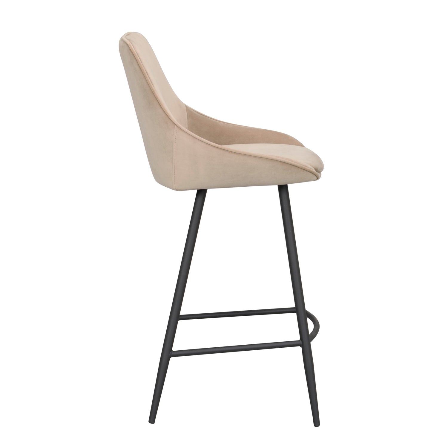 Sierra-baarituoli beigenvärisellä samettimaisella kangasverhoilulla.