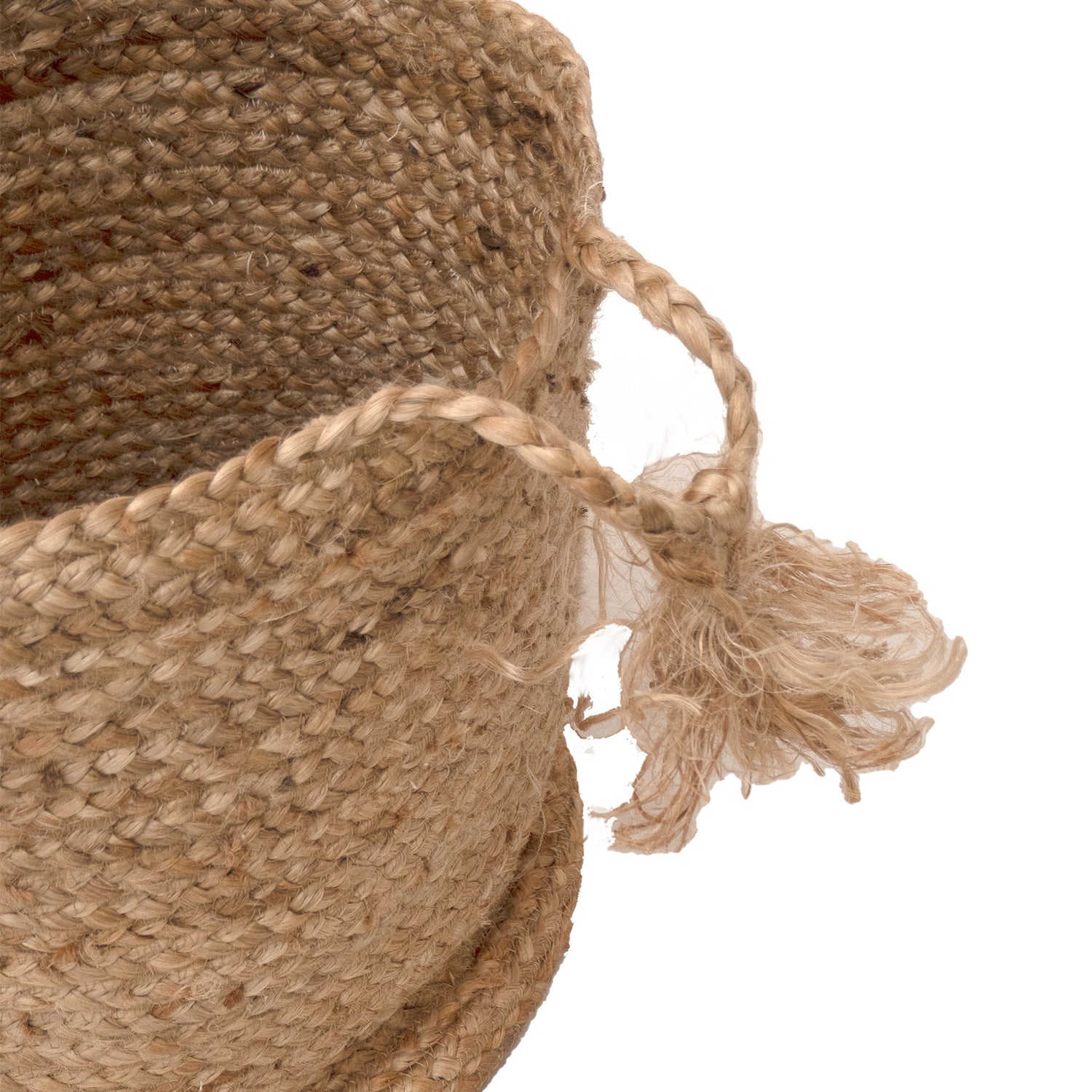 Luonnonvärisessä Siina-juuttikorissa on hauskat hapsut.