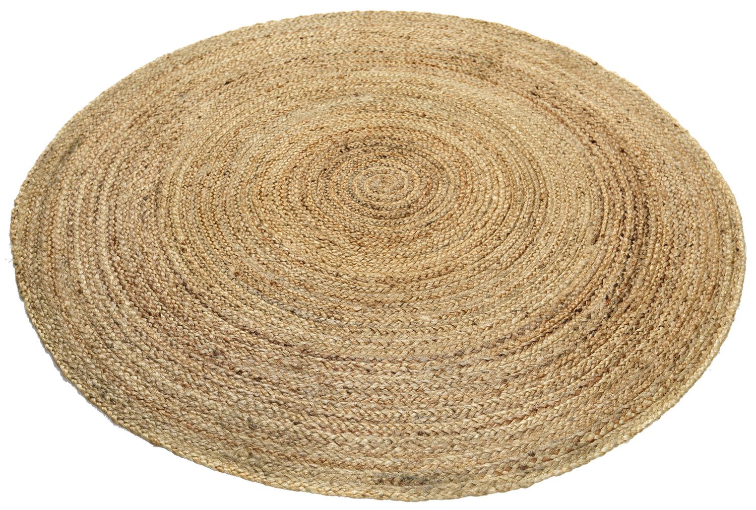 Pyöreän Silmu-juuttimaton letitetty pinta ja luonnollinen väri pehmentävät rouheaa olemusta.