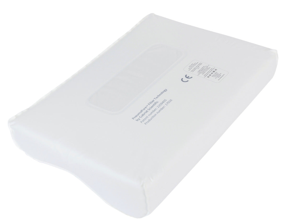 Ilma vaihtuu PneumaPure filtteriteknologian läpi, samalla kun filtteri estää bakteereiden ja homeen pääsemästä tyynyn sisään.