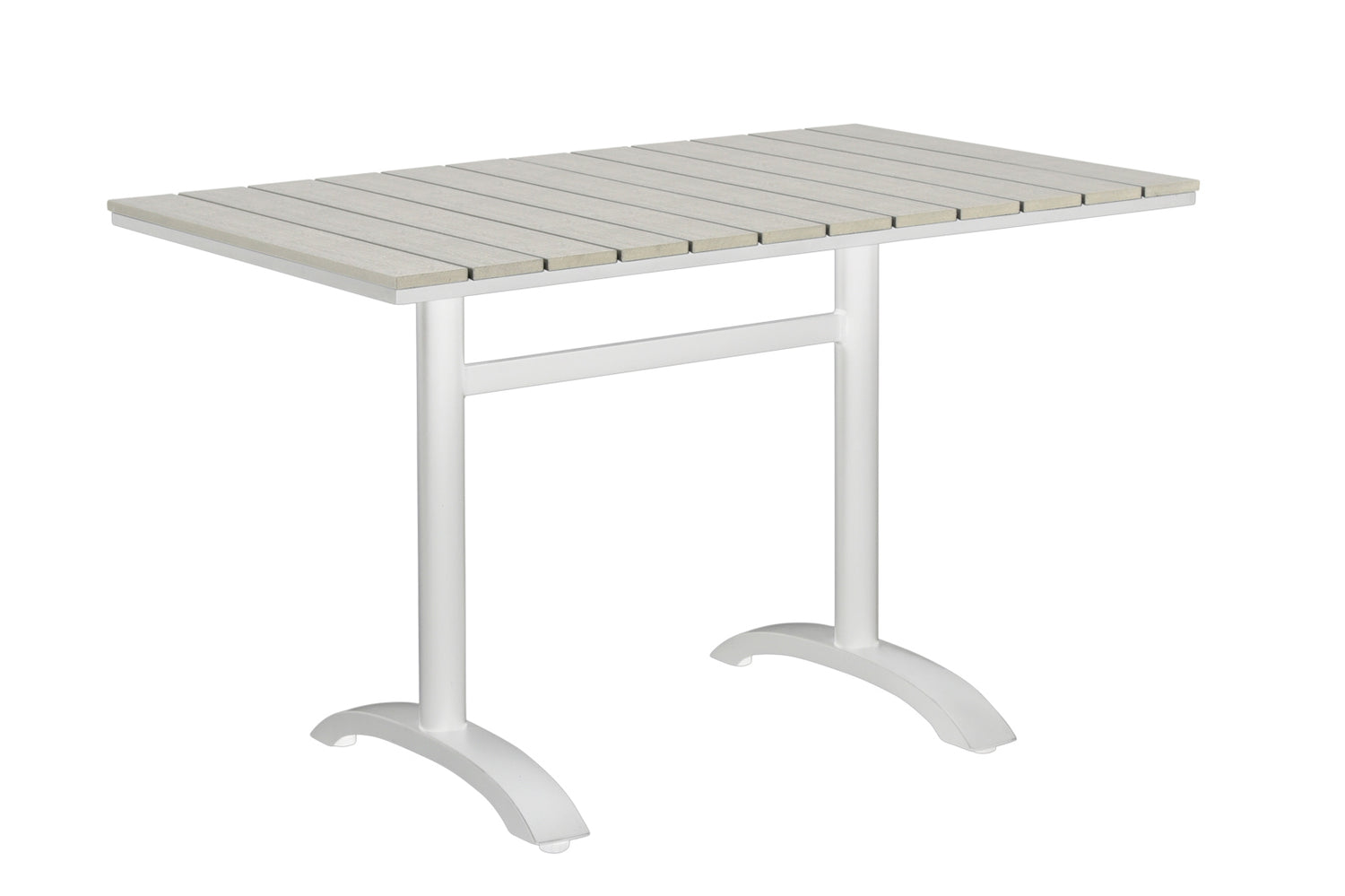 Suvi Cafe -ruokapöytä keskijalalla 120 x 76 cm, väri valkoinen-harmaa.