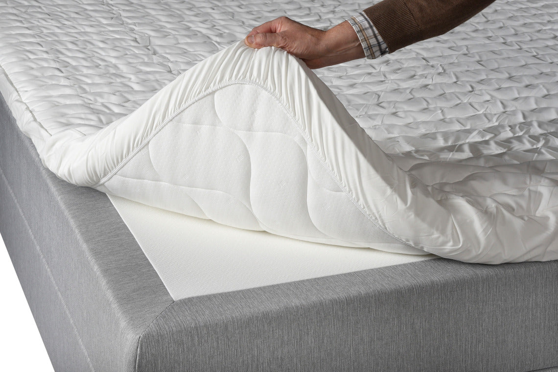 Stemma Comfort -sijauspatjan suojan reunoilla kulkee kuminauha, joka pitää suojan paikoillaan.