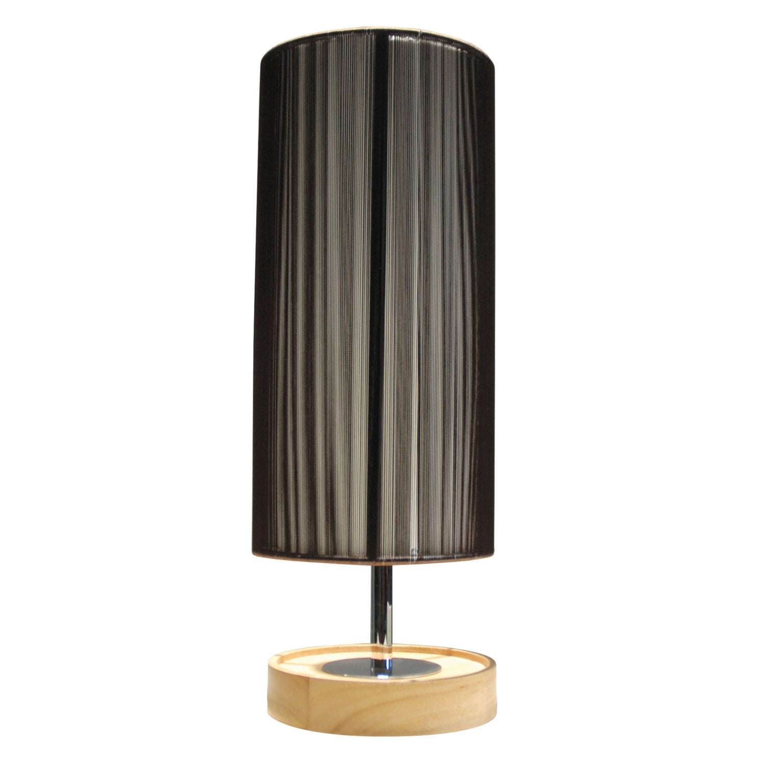 Toledo-pöytävalaisin mustalla lankavarjostimella ja saarni/kromi-jalalla.