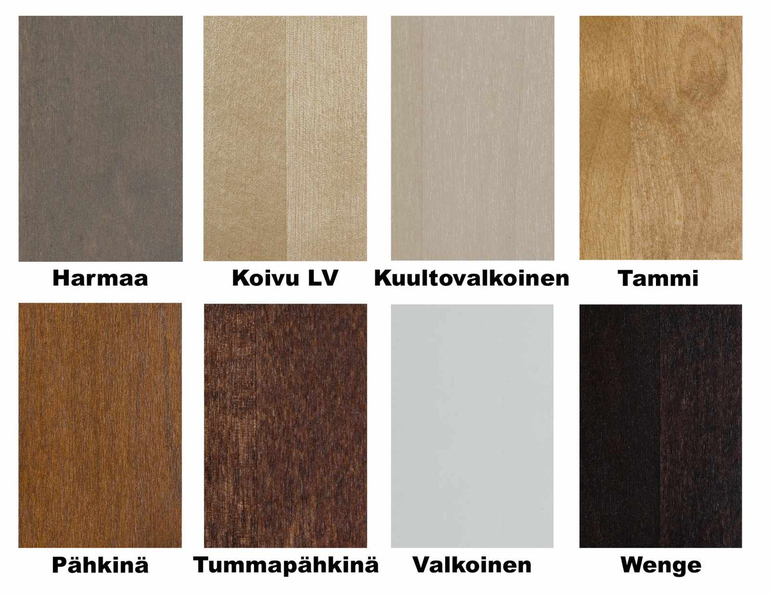 Kanerva-tuoli on saatavana tilauksesta useilla eri puuväreillä.