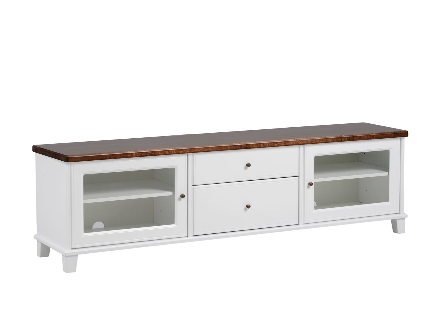 Leveä Aada tv-taso ruskealla kannella.