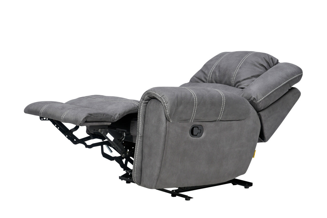 Päätyosan selkänoja kallistuu ja jalkarahi nousee sivussa olevalla manuaalisella laukaisukahvalla.