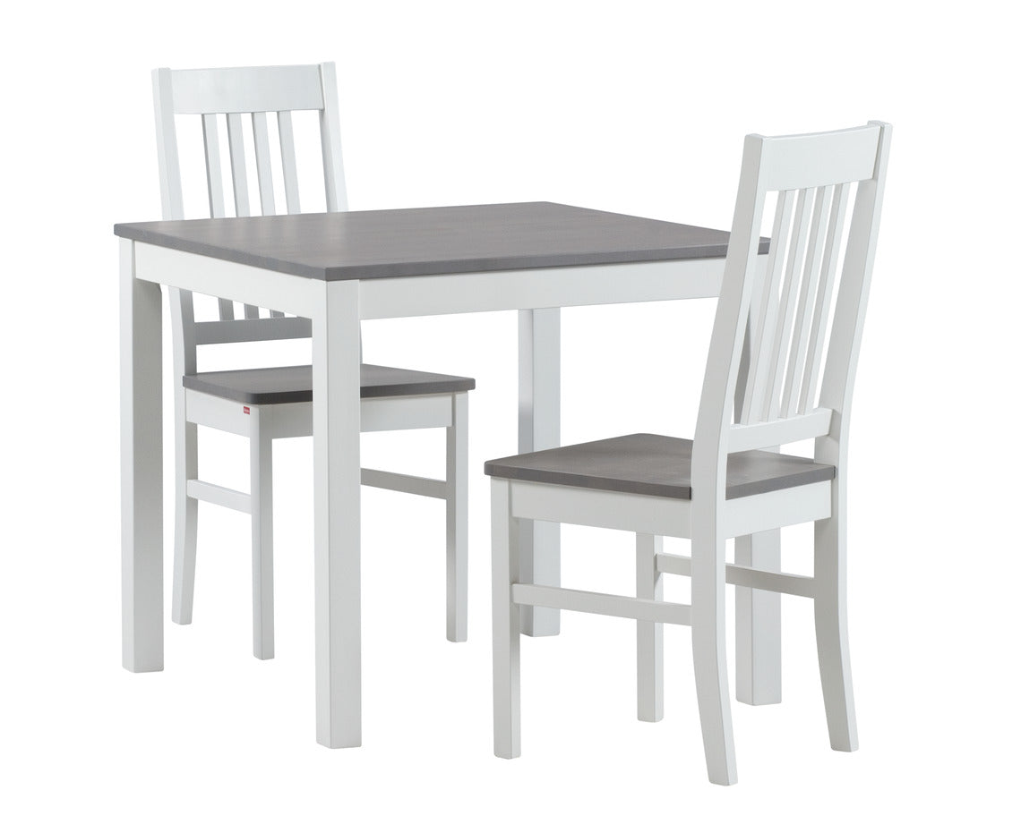 Kahdenistuttava Kaisla/Puro -ruokailuryhmä harmaa/valkoinen.