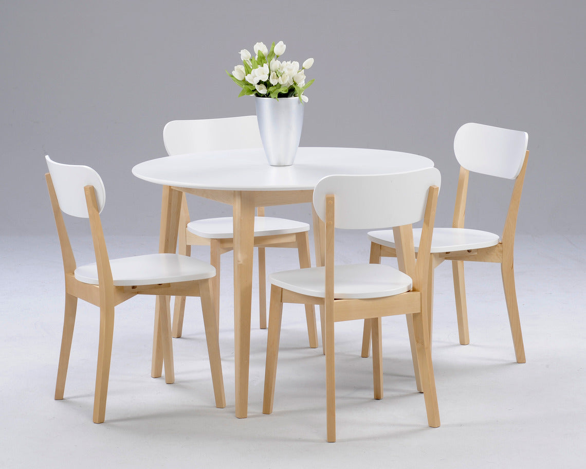 Laine 4 hengen pyöreä ruokailuryhmä valkoinen/koivu.