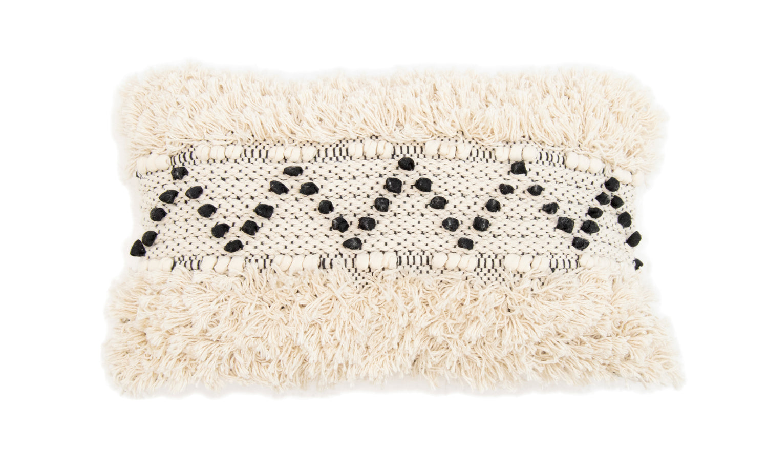 Boheemi luonnonvalkoinen Lumo-koristetyyny siksak-koristekuviolla.