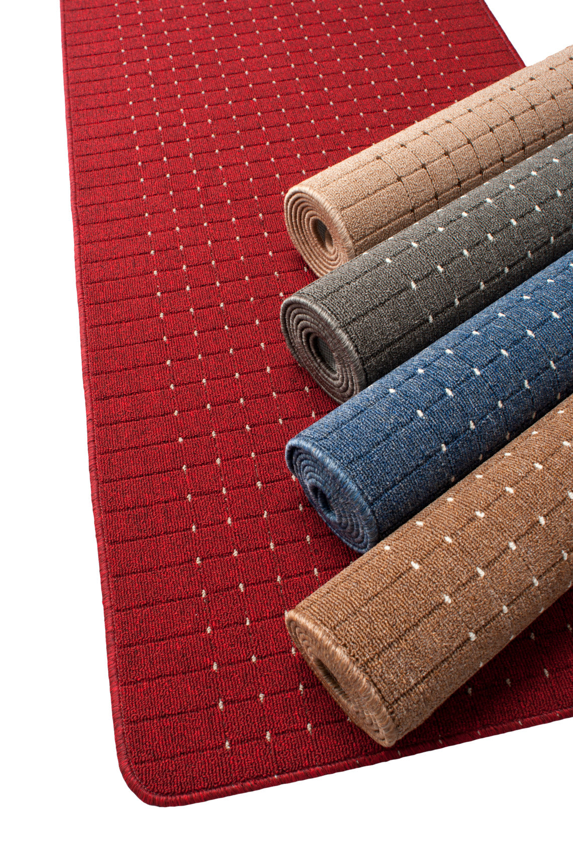 Otava bukleematto on saatavana kuudessa eri värissä: beigenä, harmaana, sinisenä, ruskeana, punaisena ja kuvasta puuttuvana hopeana. Valikoimassa on myös pyöreitä kokoja.