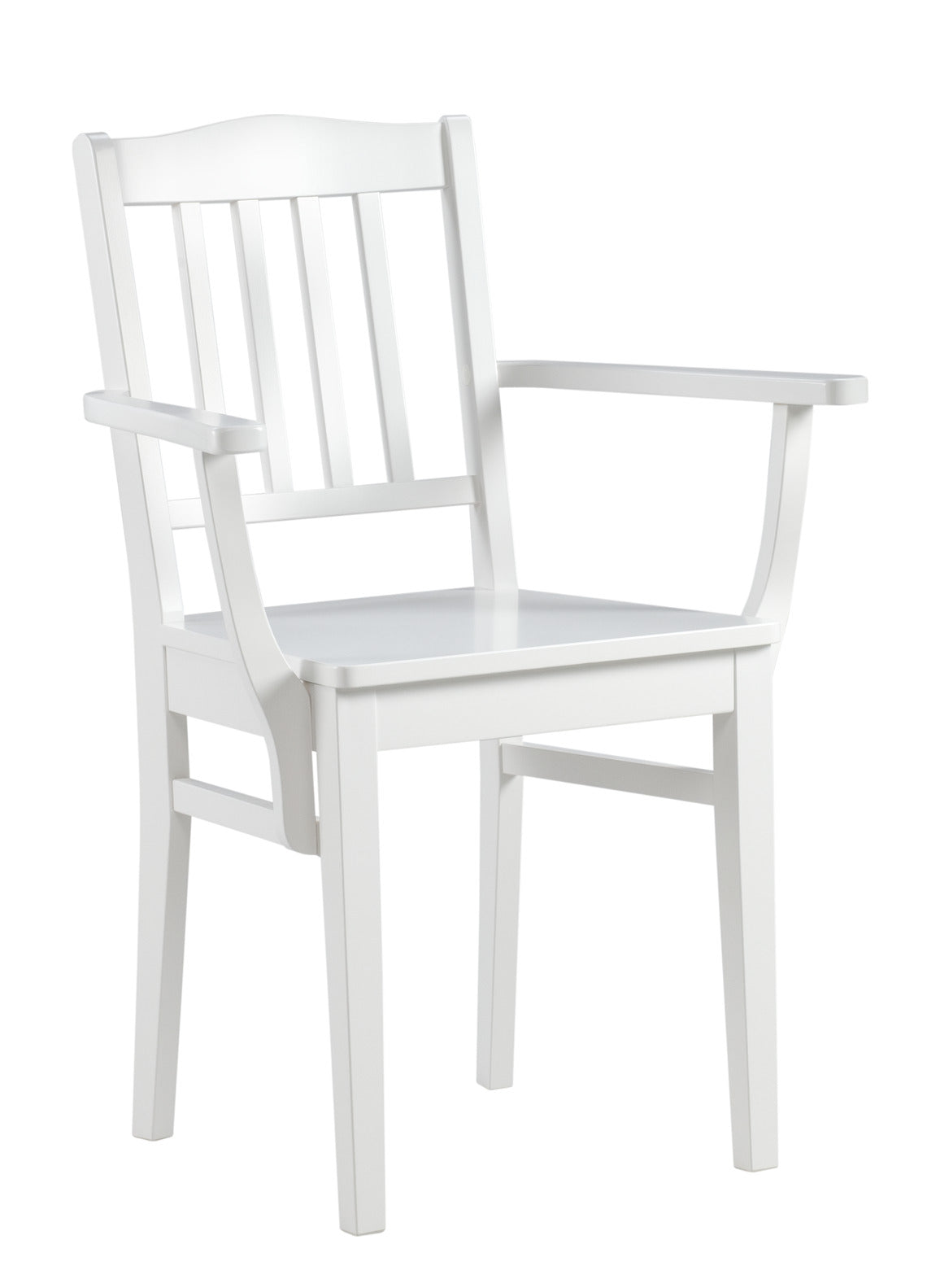 Massiivikoivuinen Sylvia-seniorituoli valkoiseksi maalattuna.