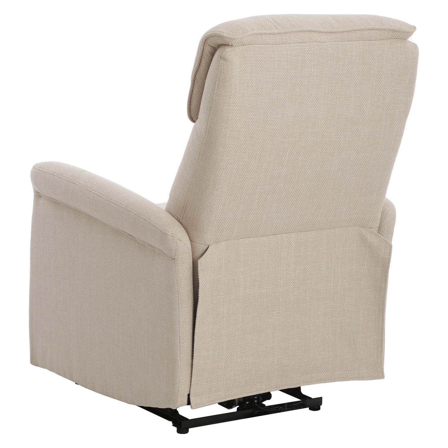 Sähköinen Sanderson recliner-nojatuoli, beige kangasverhoilu.