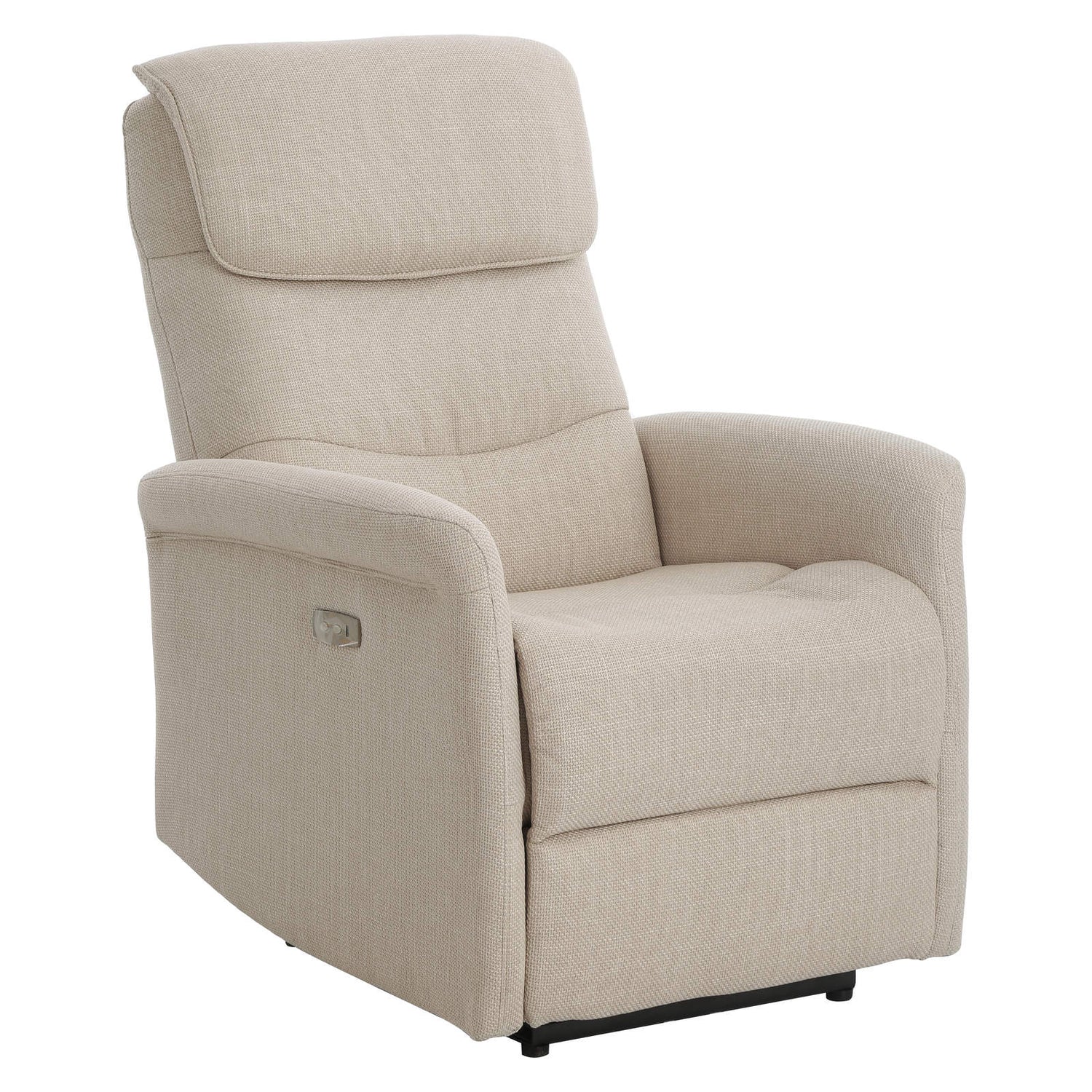 Sähköinen Sanderson recliner-nojatuoli, beige kangasverhoilu.