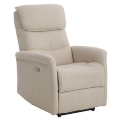 Sähköinen Sanderson recliner-nojatuoli, beige kangasverhoilu.