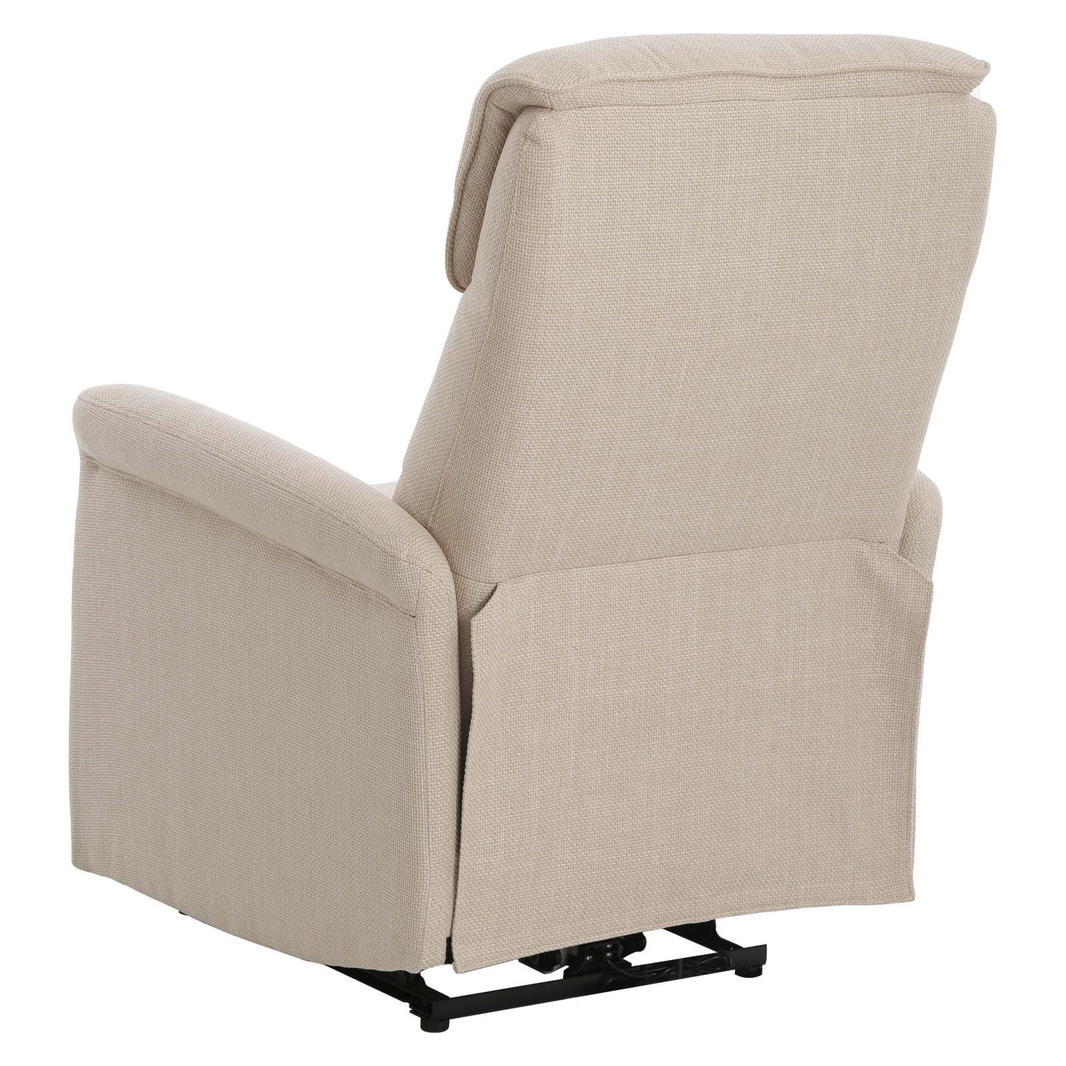 Sanderson recliner-nojatuoli, beige kangasverhoilu.