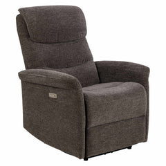 Sähköinen Sanderson recliner-nojatuoli, tummanharmaa kangasverhoilu.
