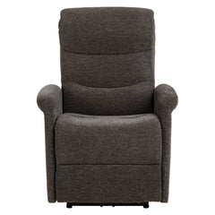 Sähköinen Sanderson recliner-nojatuoli, tummanharmaa kangasverhoilu.