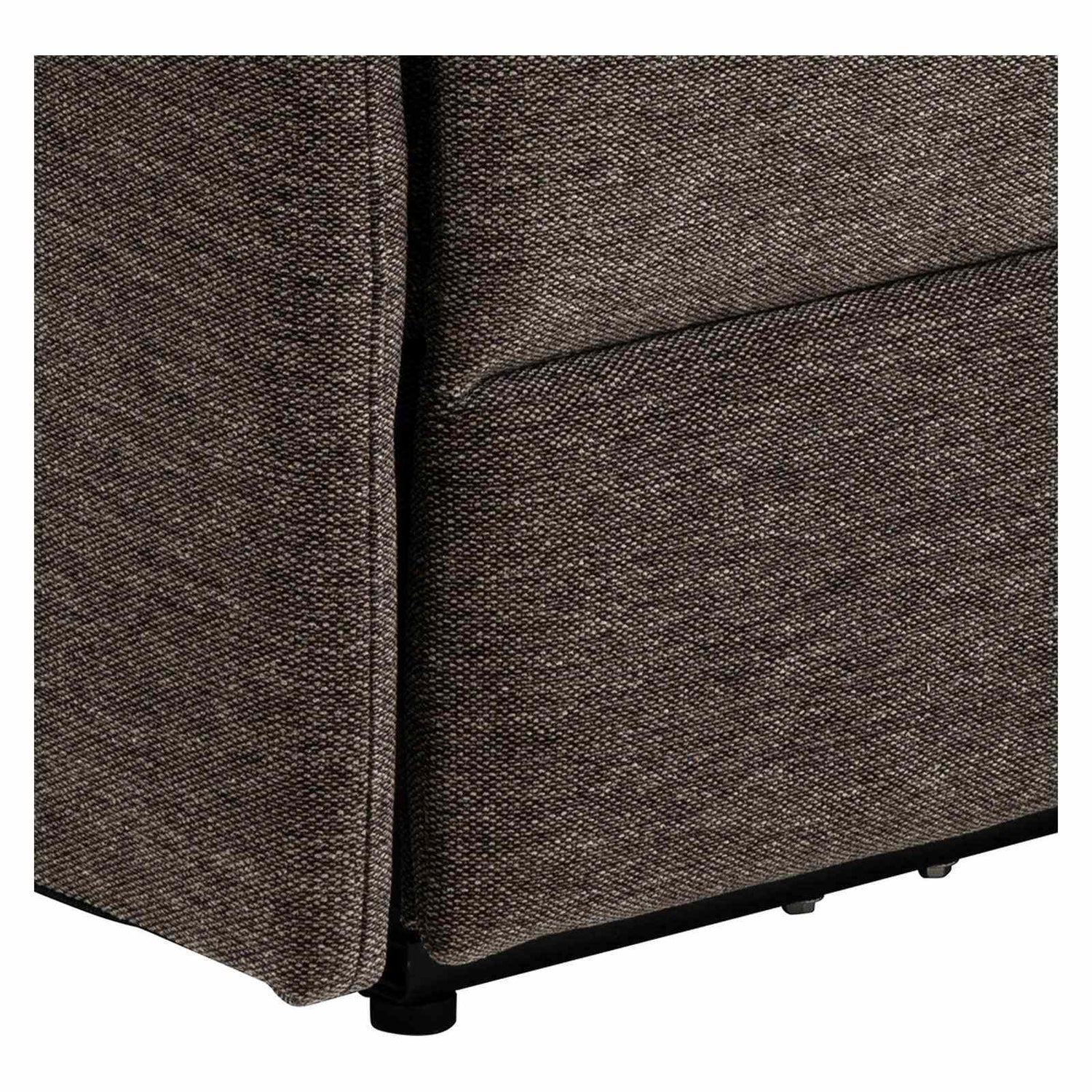 Lähikuvassa Sanderson recliner-nojatuoli, tummanharmaa kangasverhoilu.