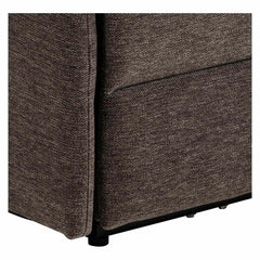 Lähikuvassa Sanderson recliner-nojatuoli, tummanharmaa kangasverhoilu.