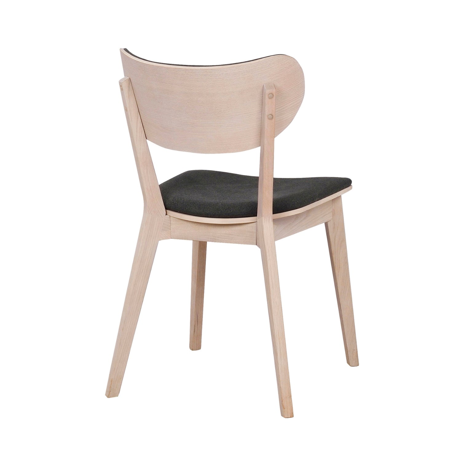 Kato-taivutetuoli valkotammen värisenä, tummanharmailla istuimen ja selkänojan kangasverhoiluilla.