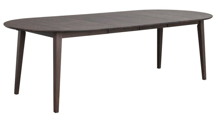 Kuvassa on 2 ruskeaa Filippa-jatkopalaa ovaalin muotoisessa erikseen myytävässä Filippa-ruokapöydässä. Jatkolevyn pituus 40 cm ja leveys 105 cm.